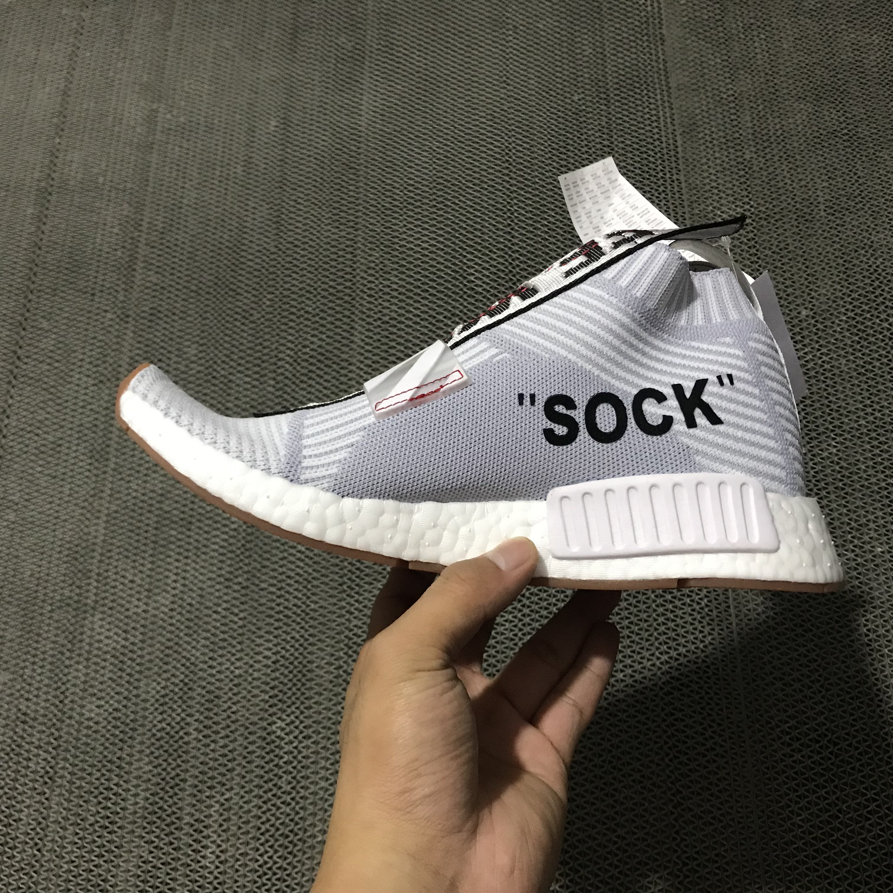 2017 OFF-WHITE x adidas NMD City Sock Grey White BA7208 For Sale